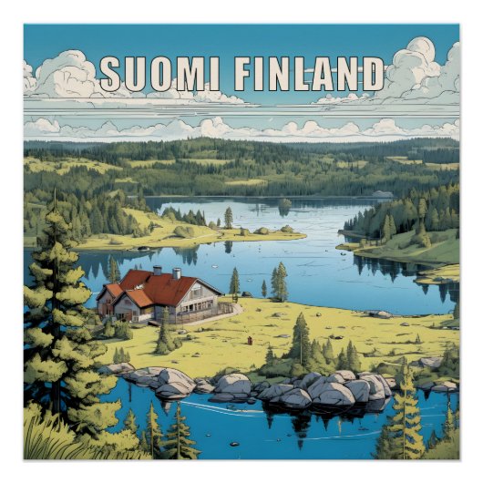 Finland Natuur Illustratie Perfect Poster (Voorkant)