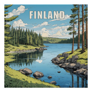 Finland Natuur Illustratie Perfect Poster