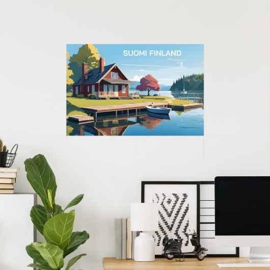Finland Natuur Illustratie Poster (Thuiskantoor)