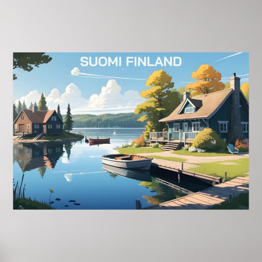 Finland Natuur Illustratie Poster (Voorkant)