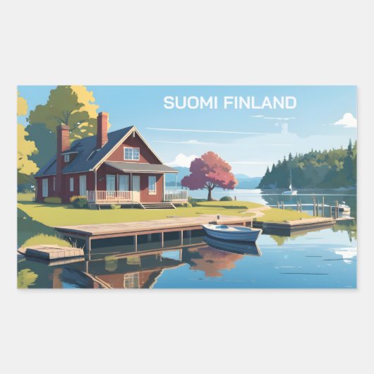 Finland Natuur Illustratie Rechthoekige Sticker (Voorkant)