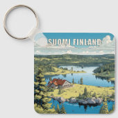 Finland Natuur Illustratie Sleutelhanger (Voorkant)
