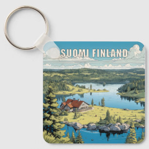 Finland Natuur Illustratie Sleutelhanger