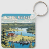 Finland Natuur Illustratie Sleutelhanger (Achterkant)