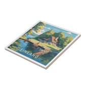 Finland Natuur Illustratie Tegeltje (Zijkant)