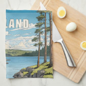 Finland Natuur Illustratie Theedoek (Quarter Fold)