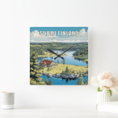 Finland Natuur Illustratie Vierkante Klok (Huis)