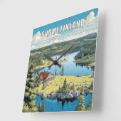 Finland Natuur Illustratie Vierkante Klok (Hoek)