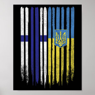 Finland Oekraine Finse Oekraïense Vlag  Poster