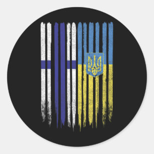 Finland Oekraïne Finse Oekraïense Vlag Ronde Sticker