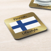 Finland Onderzetter vlag + tekst (Linkerzijde)