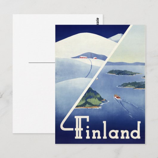Finland - Poster voor reizen teruggezet Briefkaart (Voorkant / Achterkant)