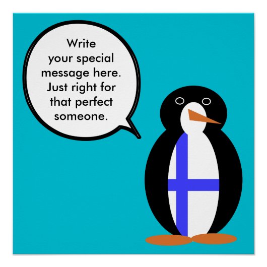Finland Praten Ms. Penguin Gepersonaliseerd Poster (Voorkant)