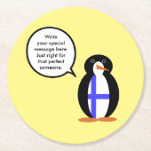 Finland Praten Ms. Penguin Gepersonaliseerd Ronde Kartonnen Onderzetter (Voorkant)
