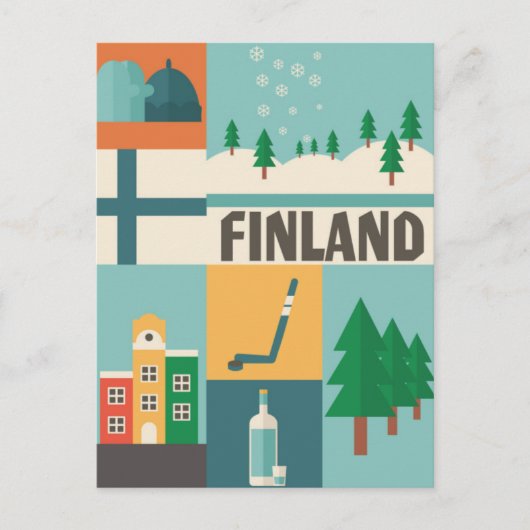  Finland Reizen winter noord Europa Briefkaart (Voorkant)