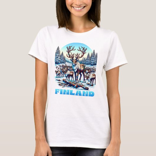 Finland Rendierbestand T-shirt (Voorkant)