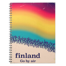 Finland retro vakantie 'regenboog' poster print.