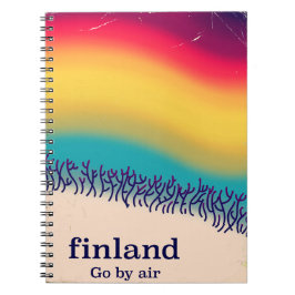 Finland retro vakantie 'regenboog' poster print. notitieboek