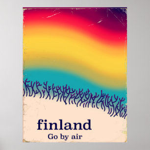 Finland retro vakantie 'regenboogdruk' poster prin