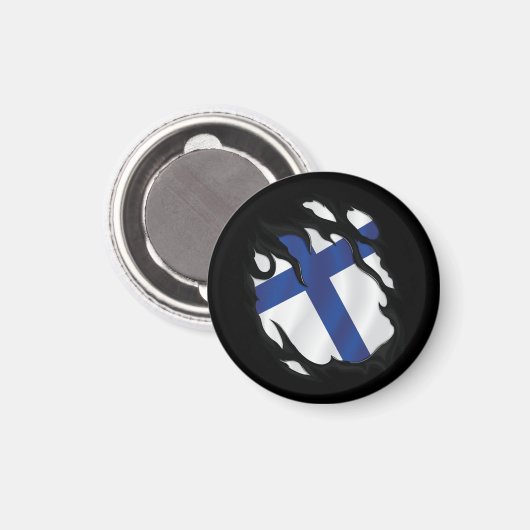 Finland ripte vlag magneet (Voorkant / Achterkant)