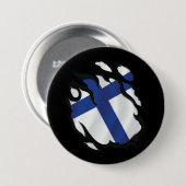 Finland ripte vlag ronde button 7,6 cm (Voorkant /achterkant)