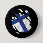 Finland ripte vlag ronde button 7,6 cm (Voorkant)