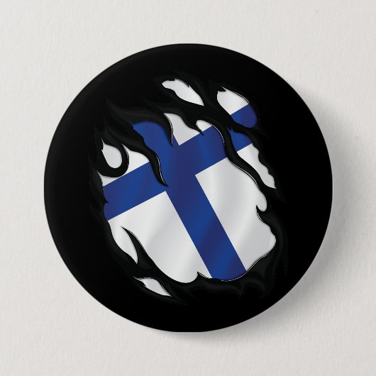 Finland ripte vlag ronde button 7,6 cm (Voorkant)