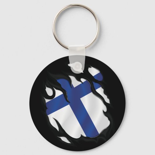 Finland ripte vlag sleutelhanger (Voorkant)