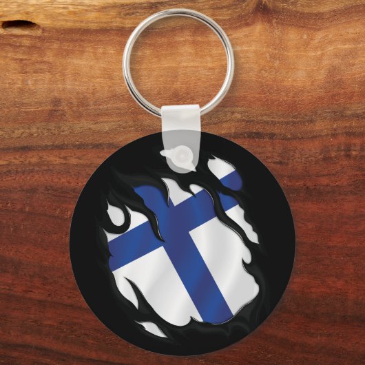 Finland ripte vlag sleutelhanger (Voorkant)