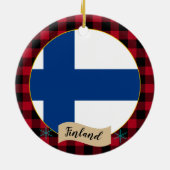 Finland, rode buffelpleister en Finse vlag Keramisch Ornament (Achterkant)