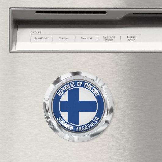 Finland Round Emblem Magneet (Insitu (Vaatwasser))