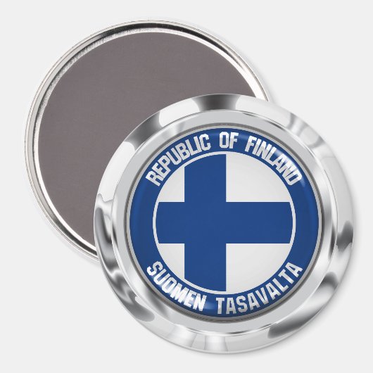 Finland Round Emblem Magneet (Voorkant / Achterkant)