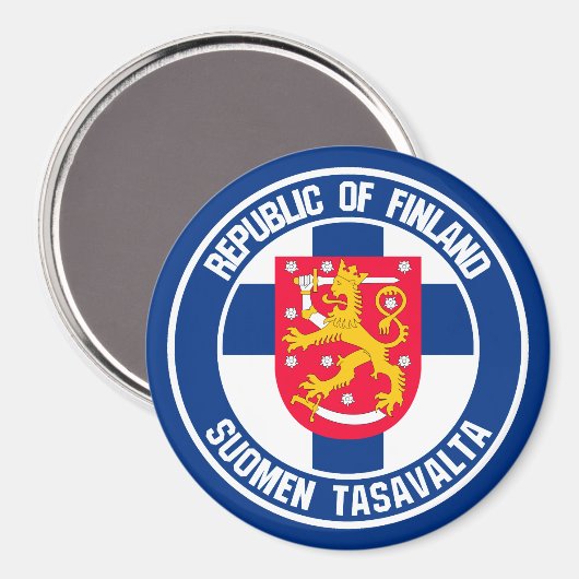 Finland Round Emblem Magneet (Voorkant / Achterkant)