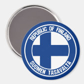 Finland Round Emblem Magneet (Voorkant / Achterkant)