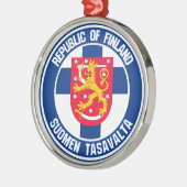 Finland Round Emblem Metalen Ornament (Links)