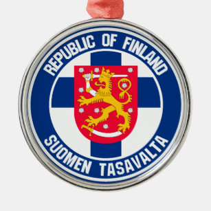 Finland Round Emblem Metalen Ornament
