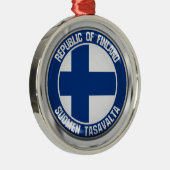 Finland Round Emblem Metalen Ornament (Rechts)