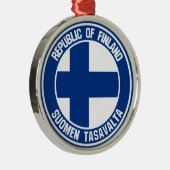 Finland Round Emblem Metalen Ornament (Rechts)