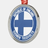Finland Round Emblem Metalen Ornament (Links)