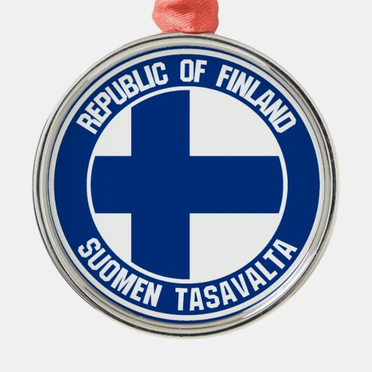 Finland Round Emblem Metalen Ornament (Voorkant)