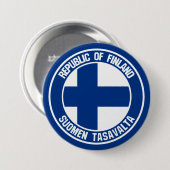 Finland Round Emblem Ronde Button 7,6 Cm (Voorkant /achterkant)
