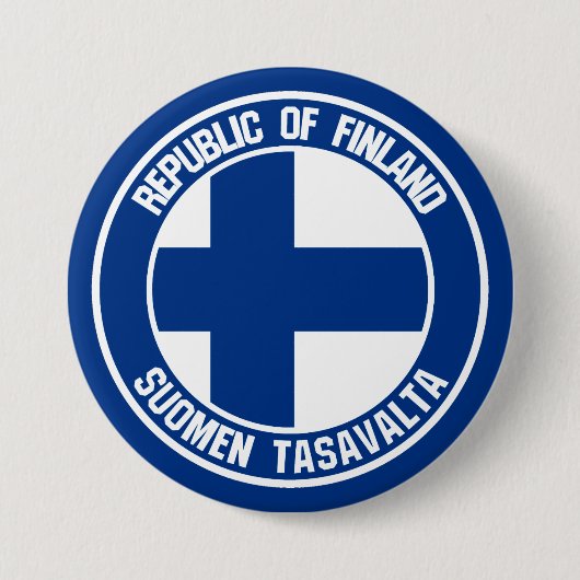 Finland Round Emblem Ronde Button 7,6 Cm (Voorkant)