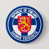 Finland Round Emblem Ronde Button 7,6 Cm (Voorkant)
