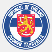 Finland Round Emblem Ronde Sticker (Voorkant)