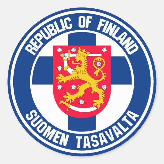 Finland Round Emblem Ronde Sticker (Voorkant)