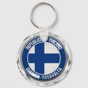 Finland Round Emblem Sleutelhanger