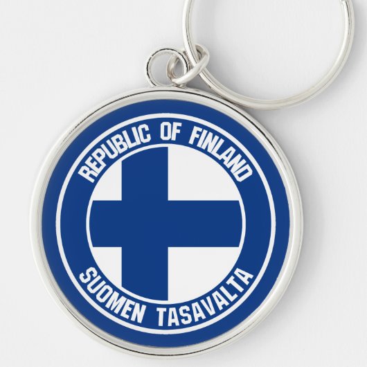 Finland Round Emblem Sleutelhanger (Voorkant)