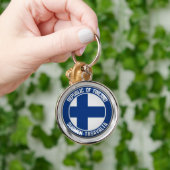 Finland Round Emblem Sleutelhanger (Hand)