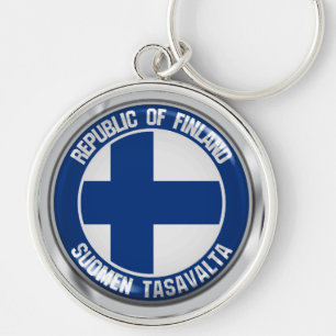 Finland Round Emblem Sleutelhanger