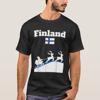Finland Santa Claus slee rendieren Finland vlag T-shirt